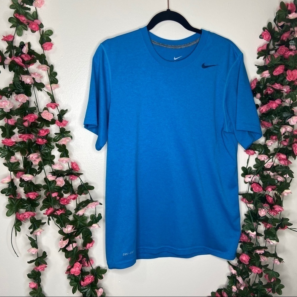 Nike Mens Pacific Blue Drifit Shirt Athletic Small Sweat Wicking Fitness Workout